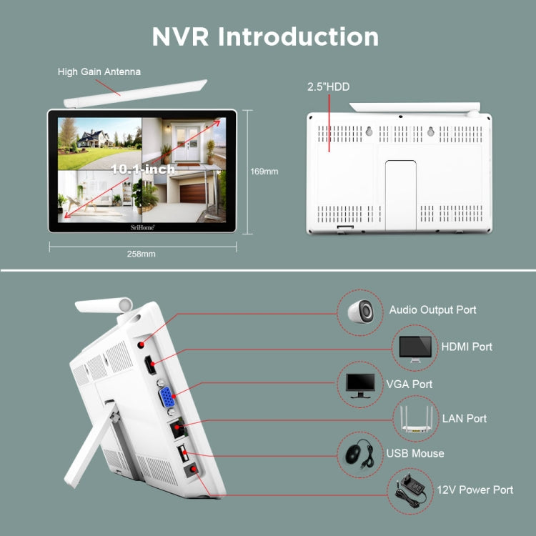 SriHome NVS010-IPC047 Ultra HD 4 Channel WiFi Network Video Recorder Set SriHome NVS010-IPC047 Ultra HD 4 Channel WiFi Network Video Recorder Set